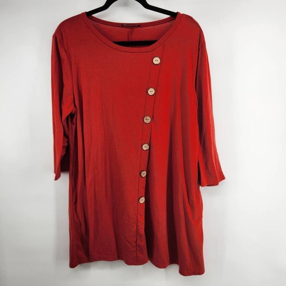 Shop Basic Burnt Orange Faux Assymetrical Button Tunic Dress Women's Plus 2X